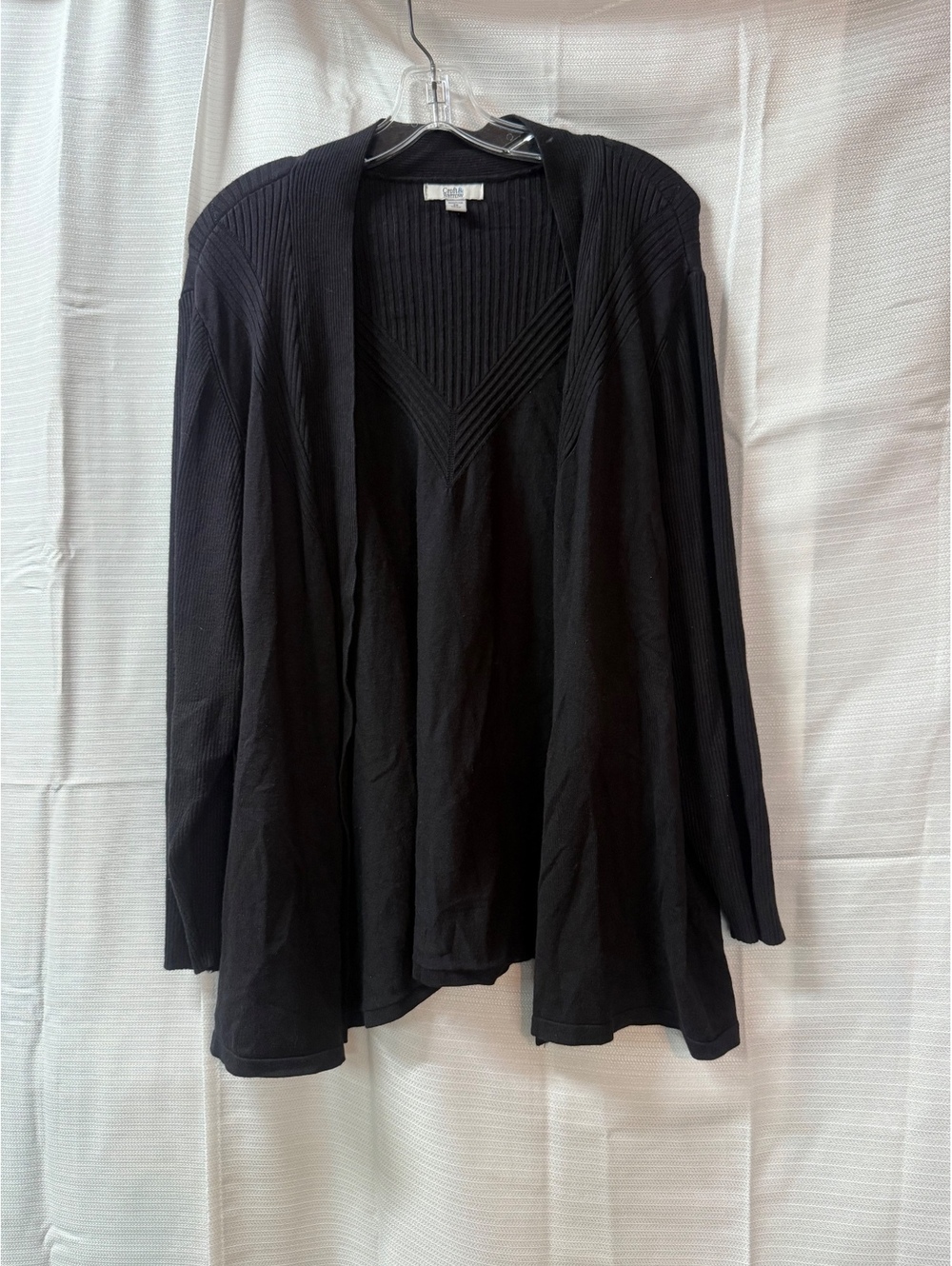 Croft & Barrow Women's Plus Size 2X Black Ribbed Cardigan Sweater
